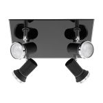 Eglo Plafondlamp Tamara 1 Staal Zwart Chroom 4x2.8W 4x250lm - 830 Warm Wit | IP44 - Incl. 4x GU10
